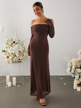 Flounce Sleeve Off Shoulder Mesh Bodycon Dress